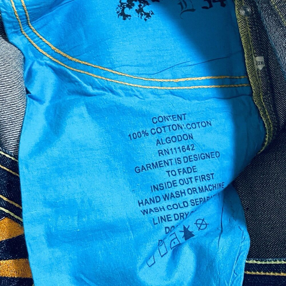 Vintage Y2k Coogi Pocket Embroidered Denim Jeans Sunshine Bird Baggy 42x34 Skate - Picture 10 of 11